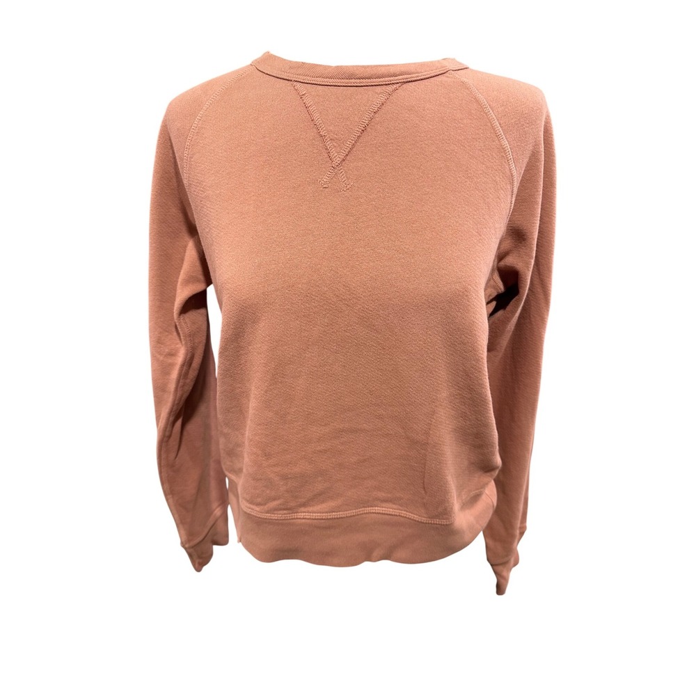 AE77 Women XS Terracotta French Terry Raglan Crewneck Sweatshirt Made in USA